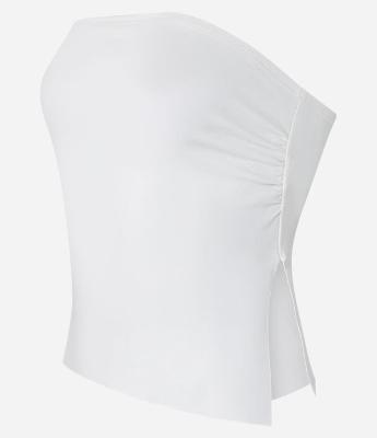 Blusa Cropped em Ponto Roma Tomara que Caia