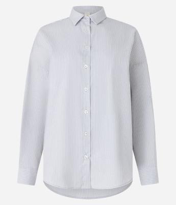 Camisa em Tricoline Listrado com Abotoamento