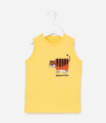 Regata infantil com Bolsinho com Estampa de Tigre -Tam 1 a 4 Anos