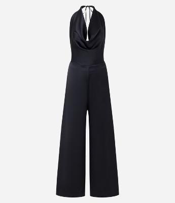 Macacão Pantalona em Cetim com Decote Degagê
