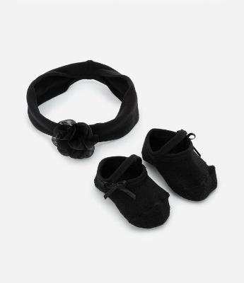 Kit Meia Sapatilha e Faixa de Cabelo - Tam 0 a 12 Meses