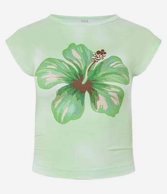 Blusa em Microfibra com Estampa de Hibisco