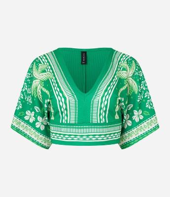 Blusa Cropped Texturizado com Estampa Floral