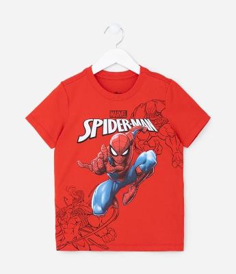 Camiseta Comfort Infantil com Estampa Homem Aranha - Tam 4 a 10 Anos