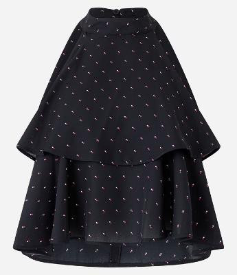 Blusa Sem Manga em Crepe com Sobreposição e Estampa Poá