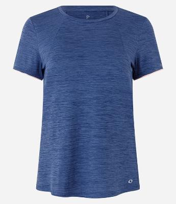 Camiseta Esportiva Alongada em Poliamida com Linhas nas Costas