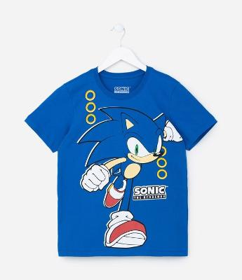 Camiseta Infantil com Estampa do Sonic - Tam 5 a 14 anos