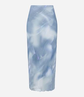 Saia New Midi em Tule com Glitter e Fenda