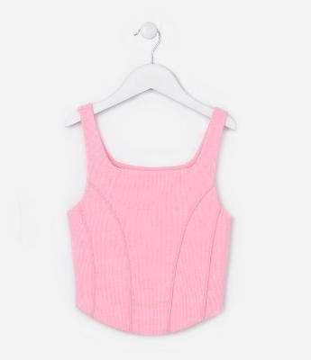 Blusa Cropped Infantil com Corte Corsetado - Tam 5 a 14 anos