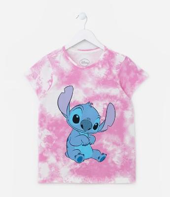 Camiseta Infantil com Estampa do Stitch - Tam 5 a 14 Anos