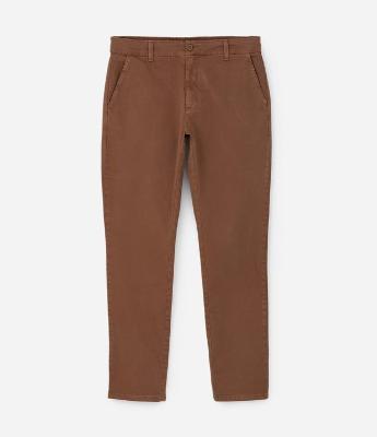 Calça Slim em Sarja com Lavagem Estonada