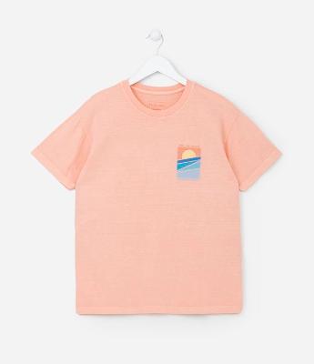 Camiseta Infantil com Estampa Por do Sol - Tam 5 a 14 Anos