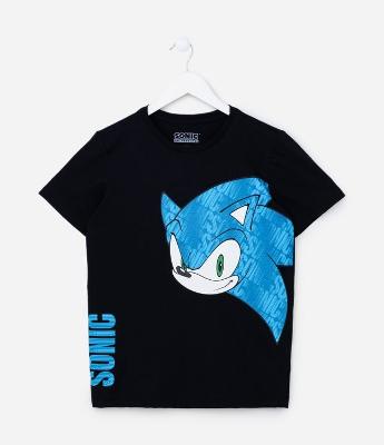 Camiseta Infantil com Estampa do Sonic - Tam 5 a 12 Anos