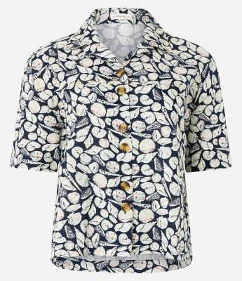 Camisa em Viscolinho com Estampa de Fundo do Mar