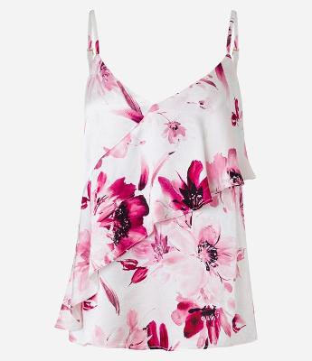 Blusa de Alça em Tecido Acetinado com Flores Estampadas