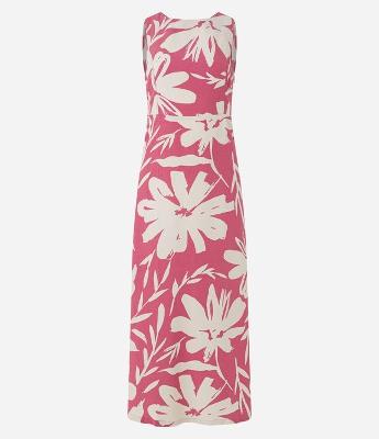 Vestido Evasê Sem Manga em Vicolinho com Estampa Floral