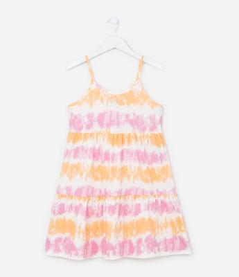 Vestido Infantil com Estampa Tie Dye - Tam 5 a 14 Anos