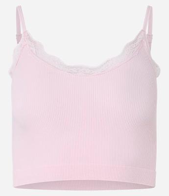 Blusa de Pijama Seamless com Alças Reguláveis e Renda no Decote