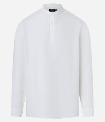 Camisa em Tricoline Acetinada com Gola Padre