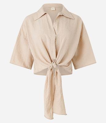 Blusa em Crepe com Amarração na Cintura
