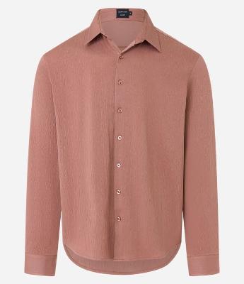 Camisa Comfort em Poliviscose com Textura Vertical