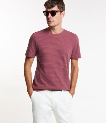 Camiseta em Algodão com Textura Horizontal