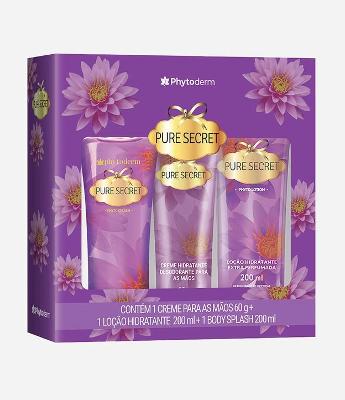 Kit Phytoderm Feminino Pure Secret Deo Colônia Splash 200ml + Creme de Mãos 60g + Loção Hidratante 200ml