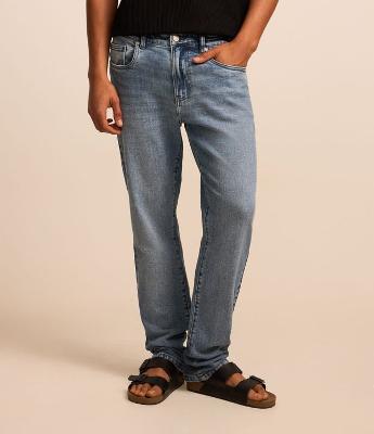 Calça Slim em Jeans Denim com Lavagem e Pesponto