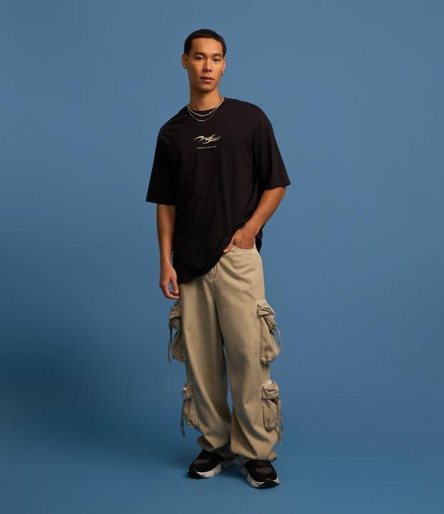 Calça Super Baggy em Sarja Estonada com Lavagem - 2