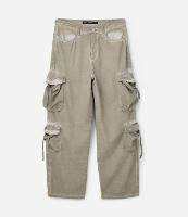 Calça Super Baggy em Sarja Estonada com Lavagem - 1