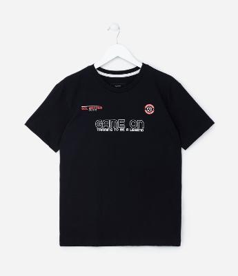 Camiseta Infantil com Estampa Game On - Tam 5 a 14 Anos
