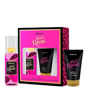 Kit Deo Colônia Feminino Splash 200ml + Loção Hidratante Desodorante Nuit Rose 150ml