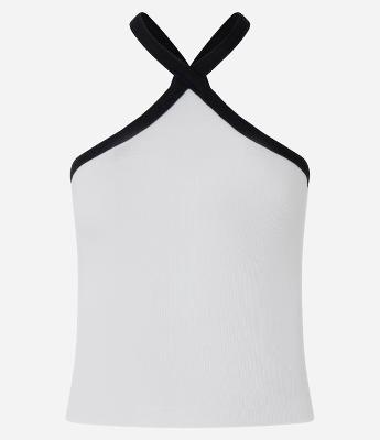 Blusa em Ribana com Alça Cruzada Contrastante