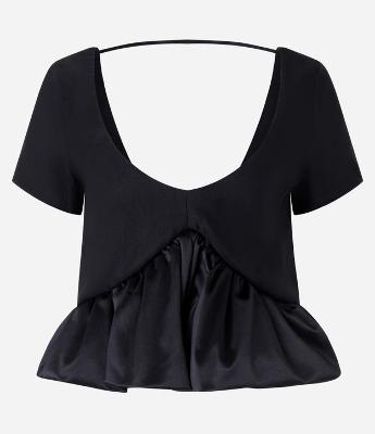 Blusa Balonê em Bengaline com Mix de Tecidos