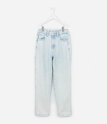 Calça Mom Infantil em Jeans com Brilhinhos Aplicados - Tam 5 a 14 Anos