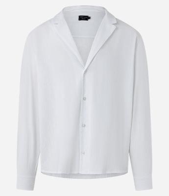 Camisa Regular em Viscolinho Gola com Lapela
