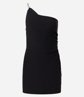 Vestido Curto Ombro Só em Bengaline com Alça de Strass