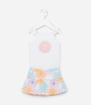 Conjunto Infantil com Estampa Floral - Tam 0 a 18 meses
