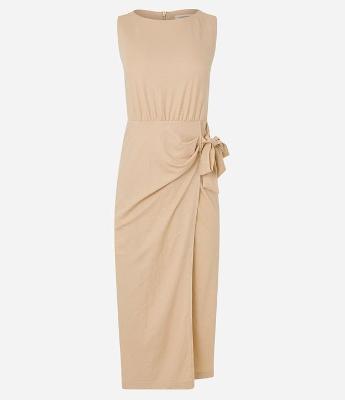 Vestido Evasê New Midi em Piquê com Amarração Lateral