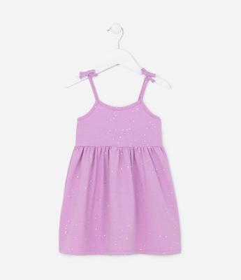 Vestido Infantil com Amarração nas Alças e Brilhos - Tam 1 a 5 Anos
