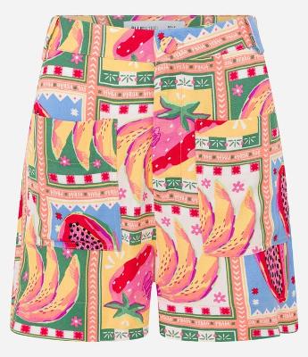 Short Curto em Viscose com Estampa de Frutinhas
