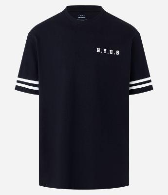 Camiseta Relaxed em Algodão com Listras e Estampa NYUS 93