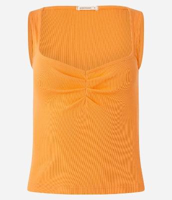 Blusa Sem Manga em Ribana com Franzido no Decote Quadrado