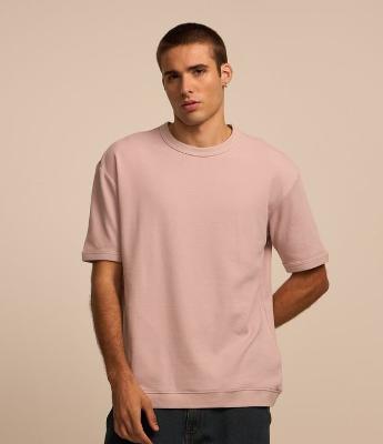 Camiseta Relaxed em Algodão com Textura de Mini Waffle