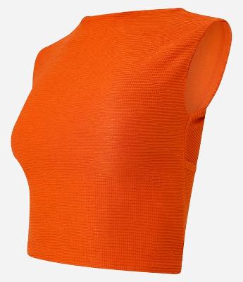 Blusa Sem Manga em Malha Texturizada com Costas Abertas