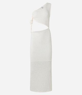 Vestido Longo com Abertura Lateral e Decote Ombro Só