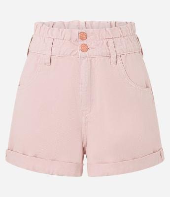 Short Baggy em Sarja com Cós Duplo e Elástico na Cintura