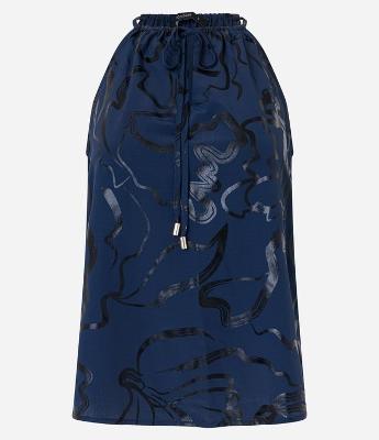 Blusa Sem Manga em Crepe com Estampa Abstrata em Foil