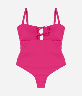Maiô em Poliamida com Lacinhos no Decote Curve & Plus Size