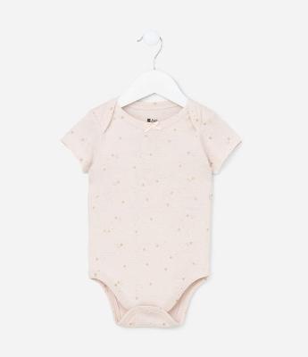Body Infantil em Ribana com Estampa Estrelinhas - Tam 0 a 18 meses